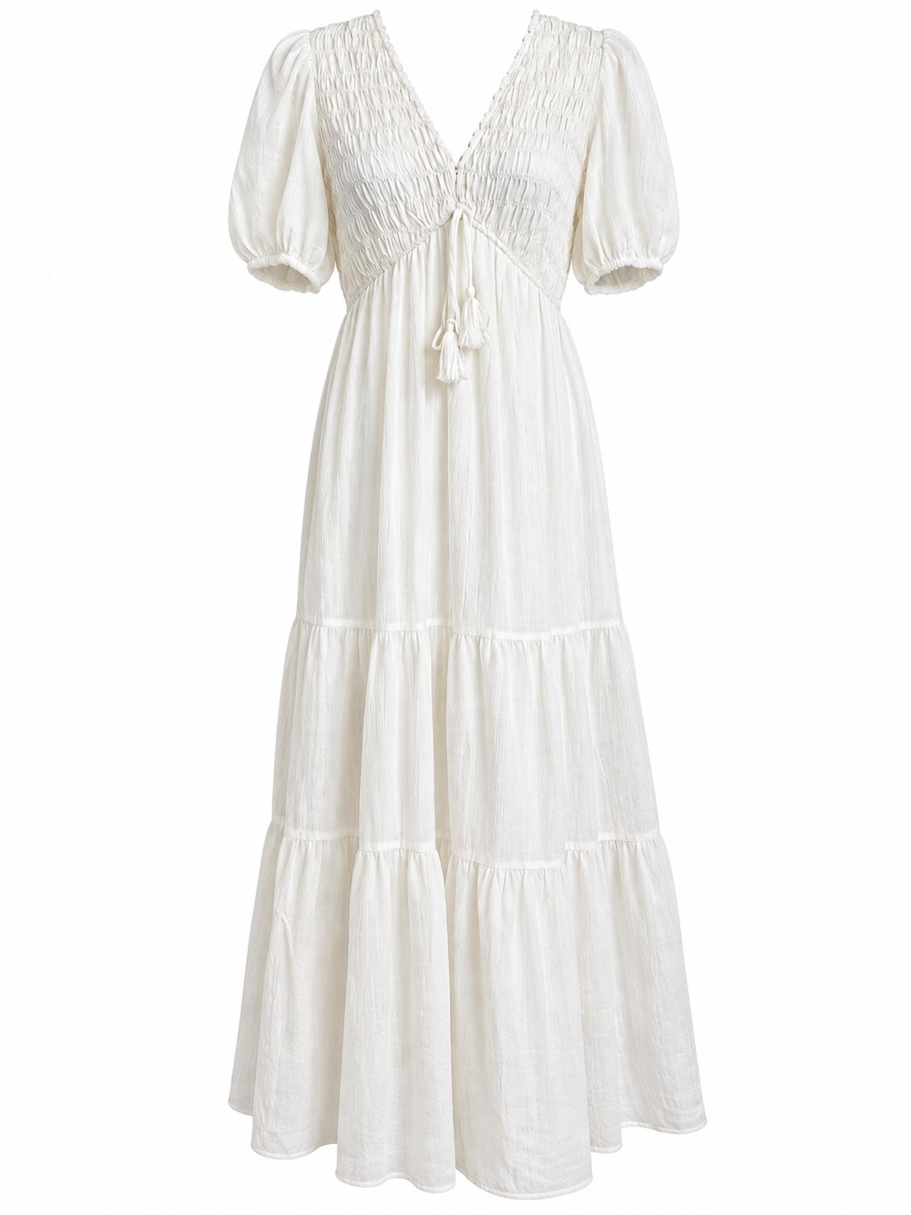 Taylor White Tiered Midi Dress NWT Medium